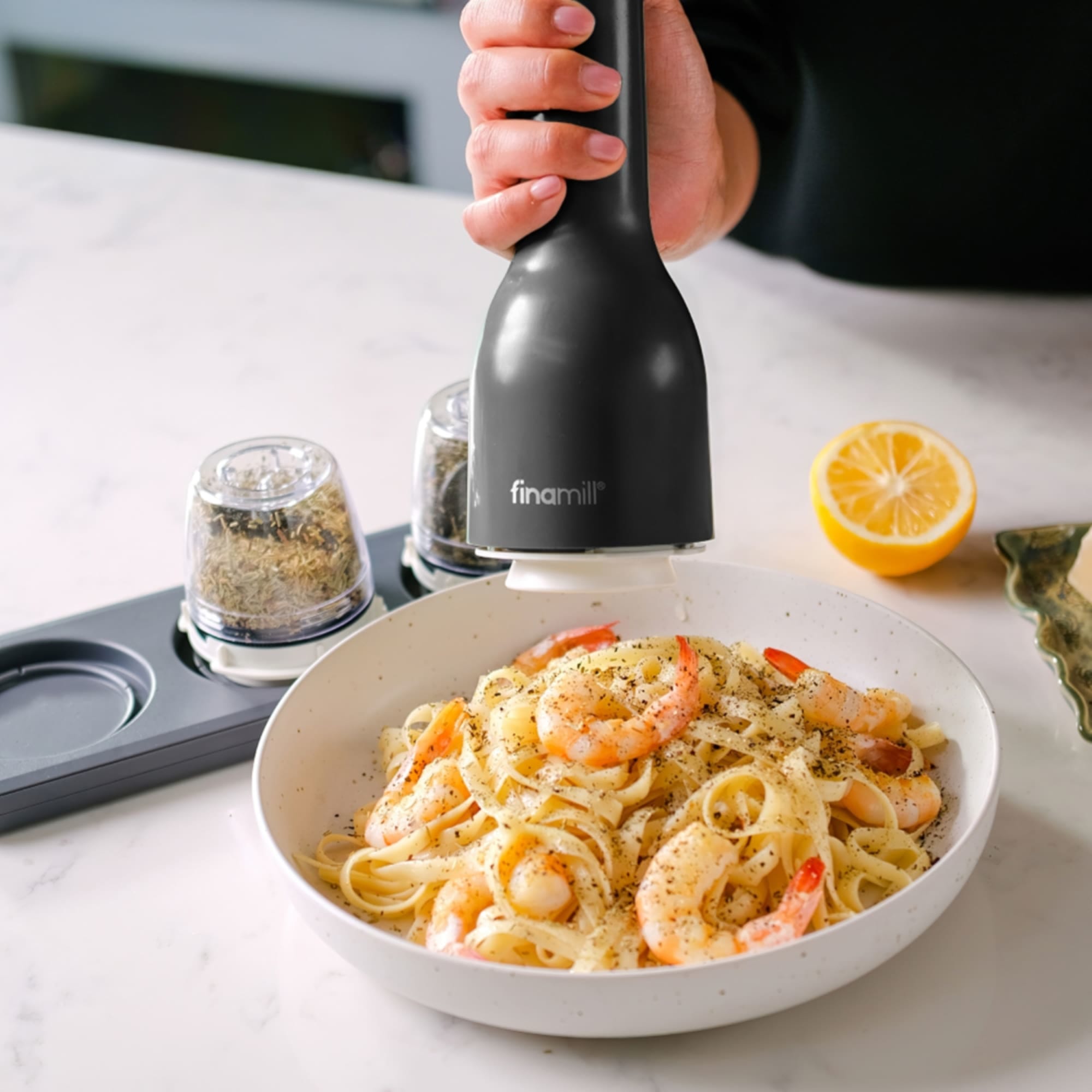 FinaMill Electric Spice Grinder with 2 Pro Plus Pods Midnight Black